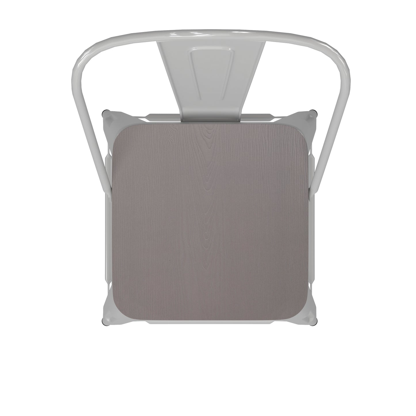 Kai Commercial Grade 30" High White Metal Indoor-Outdoor Bar Height Stool with Removable Back and Gray All-Weather Poly Resin Seat