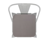 Kai Commercial Grade 30" High White Metal Indoor-Outdoor Bar Height Stool with Removable Back and Gray All-Weather Poly Resin Seat
