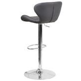 Francis Contemporary Gray Vinyl Adjustable Height Barstool with Curved Back and Chrome Base