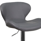 Francis Contemporary Gray Vinyl Adjustable Height Barstool with Curved Back and Chrome Base