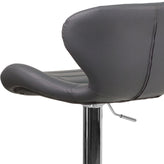 Francis Contemporary Gray Vinyl Adjustable Height Barstool with Curved Back and Chrome Base