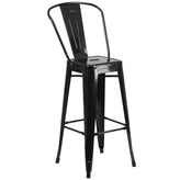 Caron Commercial Grade 30" Round Black Metal Indoor-Outdoor Bar Table Set with 2 Cafe Stools