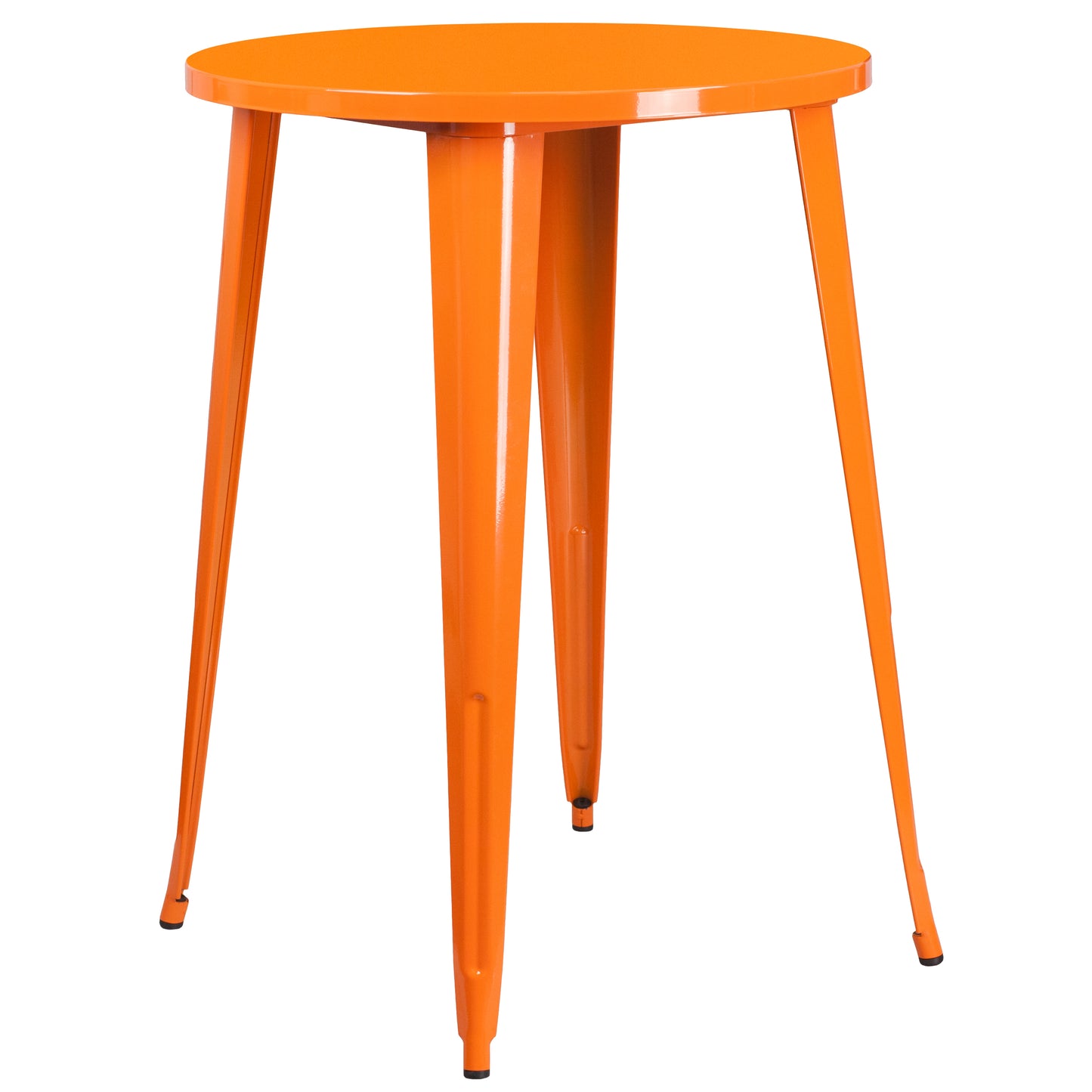 Caron Commercial Grade 30" Round Orange Metal Indoor-Outdoor Bar Table Set with 2 Cafe Stools