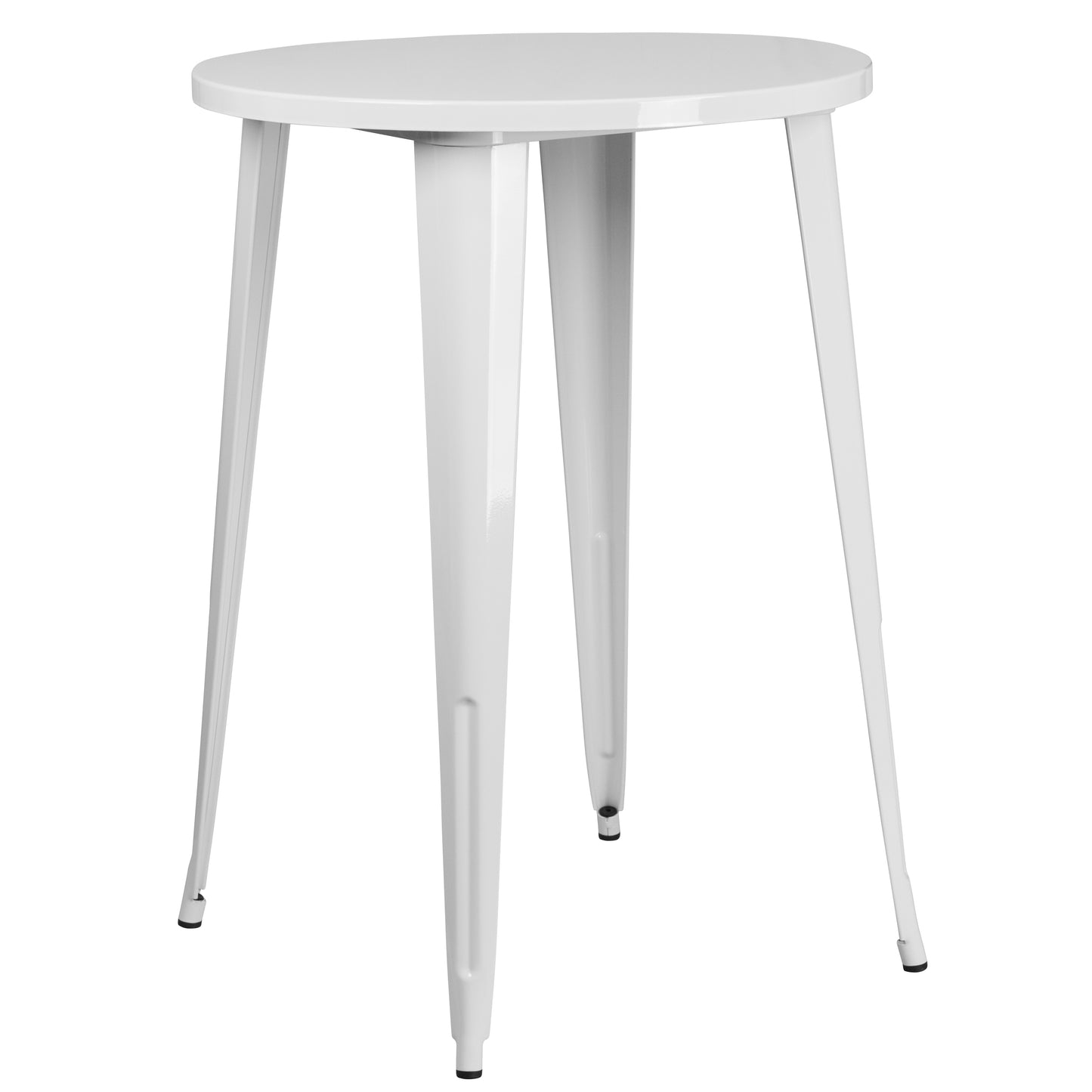 Caron Commercial Grade 30" Round White Metal Indoor-Outdoor Bar Table Set with 2 Cafe Stools