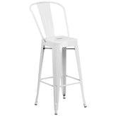 Caron Commercial Grade 30" Round White Metal Indoor-Outdoor Bar Table Set with 2 Cafe Stools