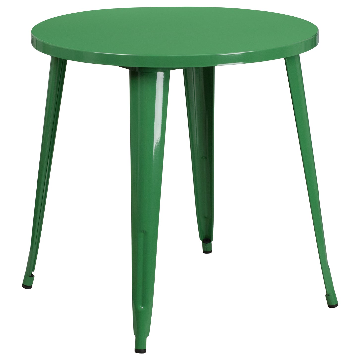 Baker Commercial Grade 30" Round Green Metal Indoor-Outdoor Table Set with 2 Cafe Chairs
