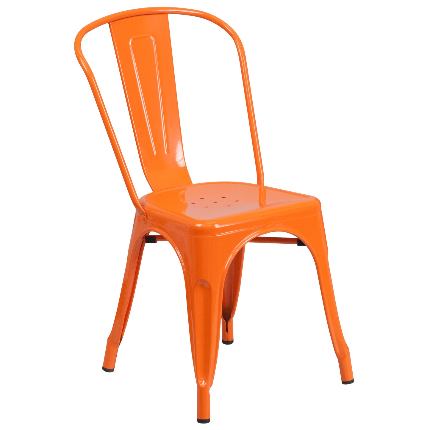 Baker Commercial Grade 30" Round Orange Metal Indoor-Outdoor Table Set with 2 Cafe Chairs