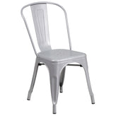 Baker Commercial Grade 30" Round Silver Metal Indoor-Outdoor Table Set with 2 Cafe Chairs