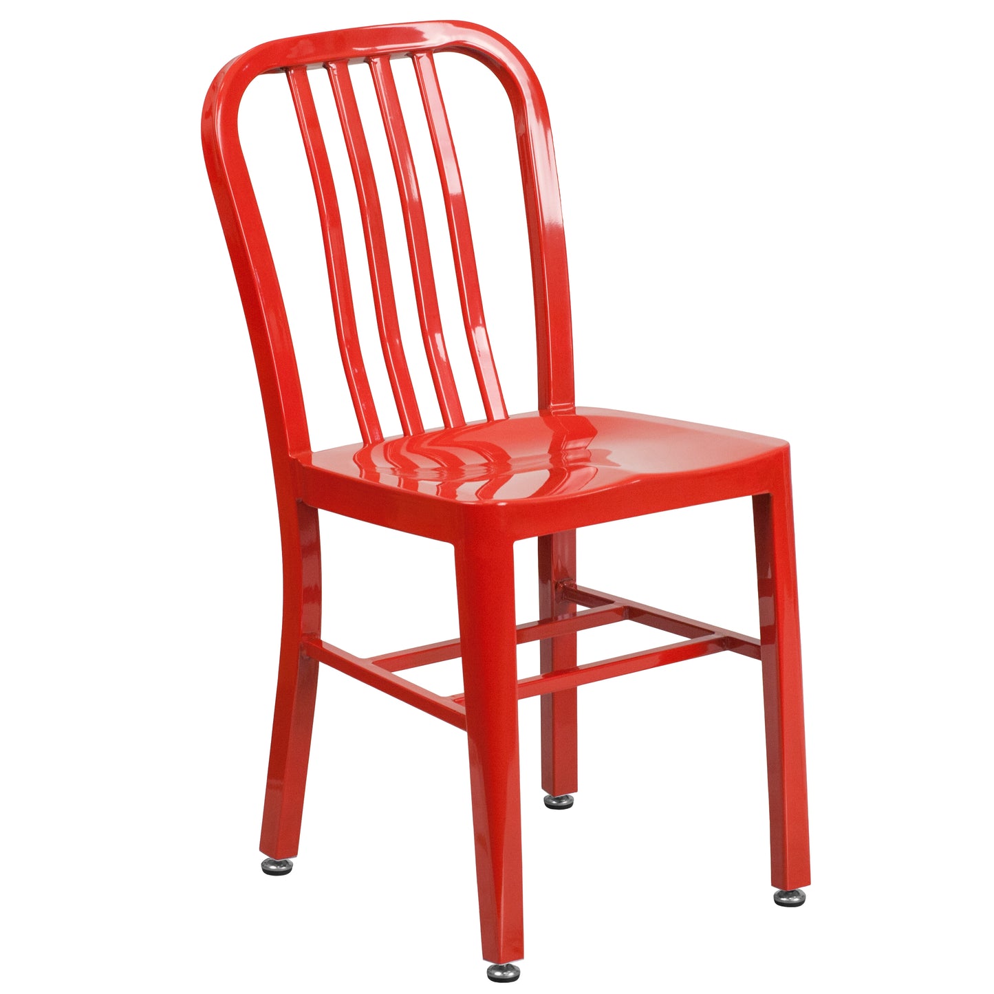 Craig Commercial Grade 30" Round Red Metal Indoor-Outdoor Table Set with 2 Vertical Slat Back Chairs