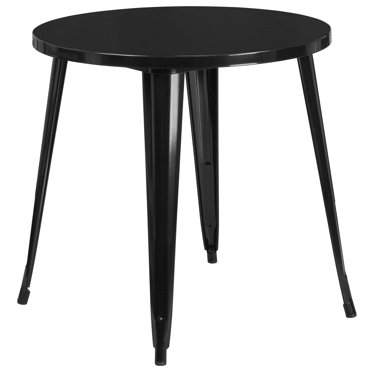 Cory Commercial Grade 30" Round Black Metal Indoor-Outdoor Table Set with 4 Arm Chairs