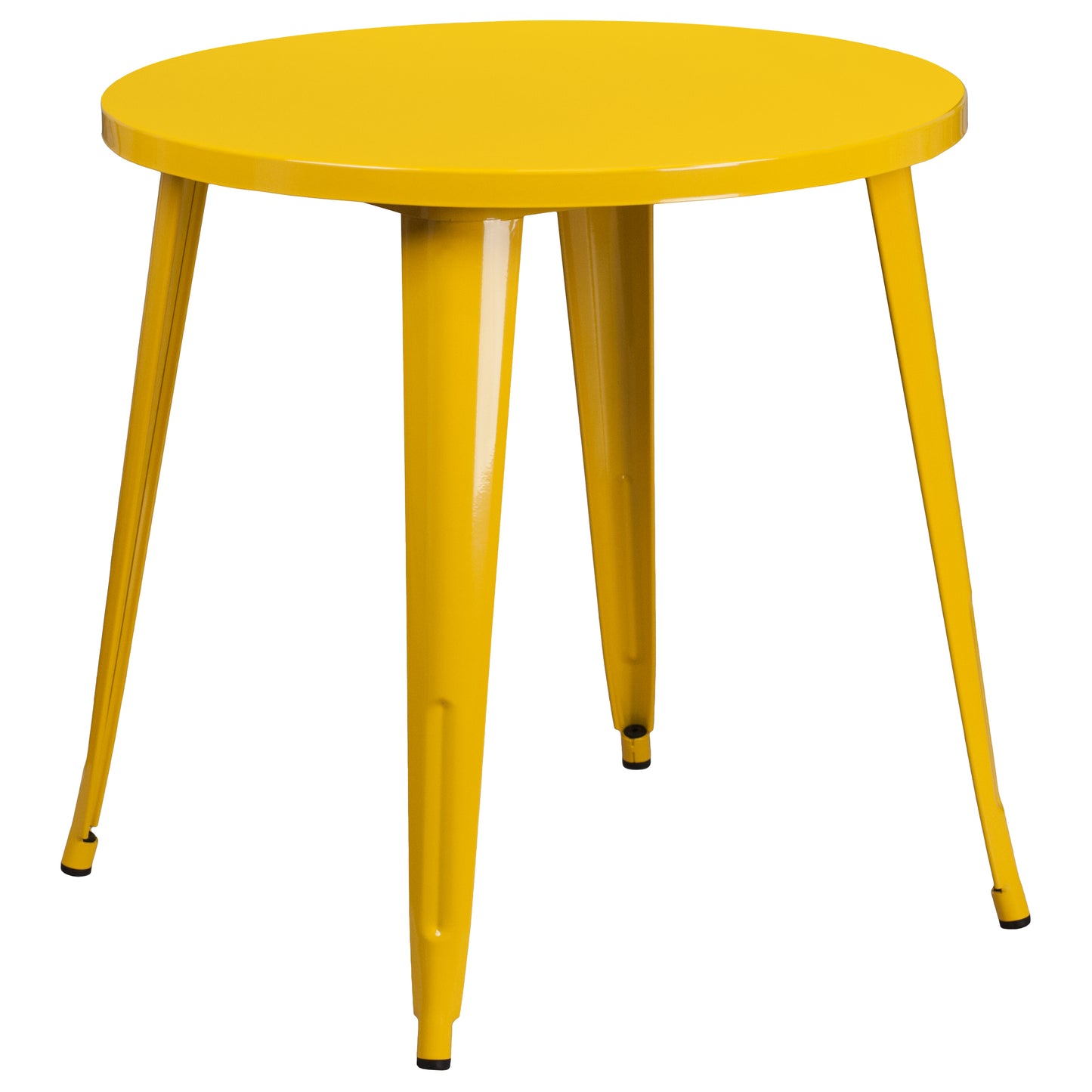 Cory Commercial Grade 30" Round Yellow Metal Indoor-Outdoor Table Set with 4 Arm Chairs