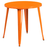 Dalton Commercial Grade 30" Round Orange Metal Indoor-Outdoor Table Set with 4 Cafe Chairs