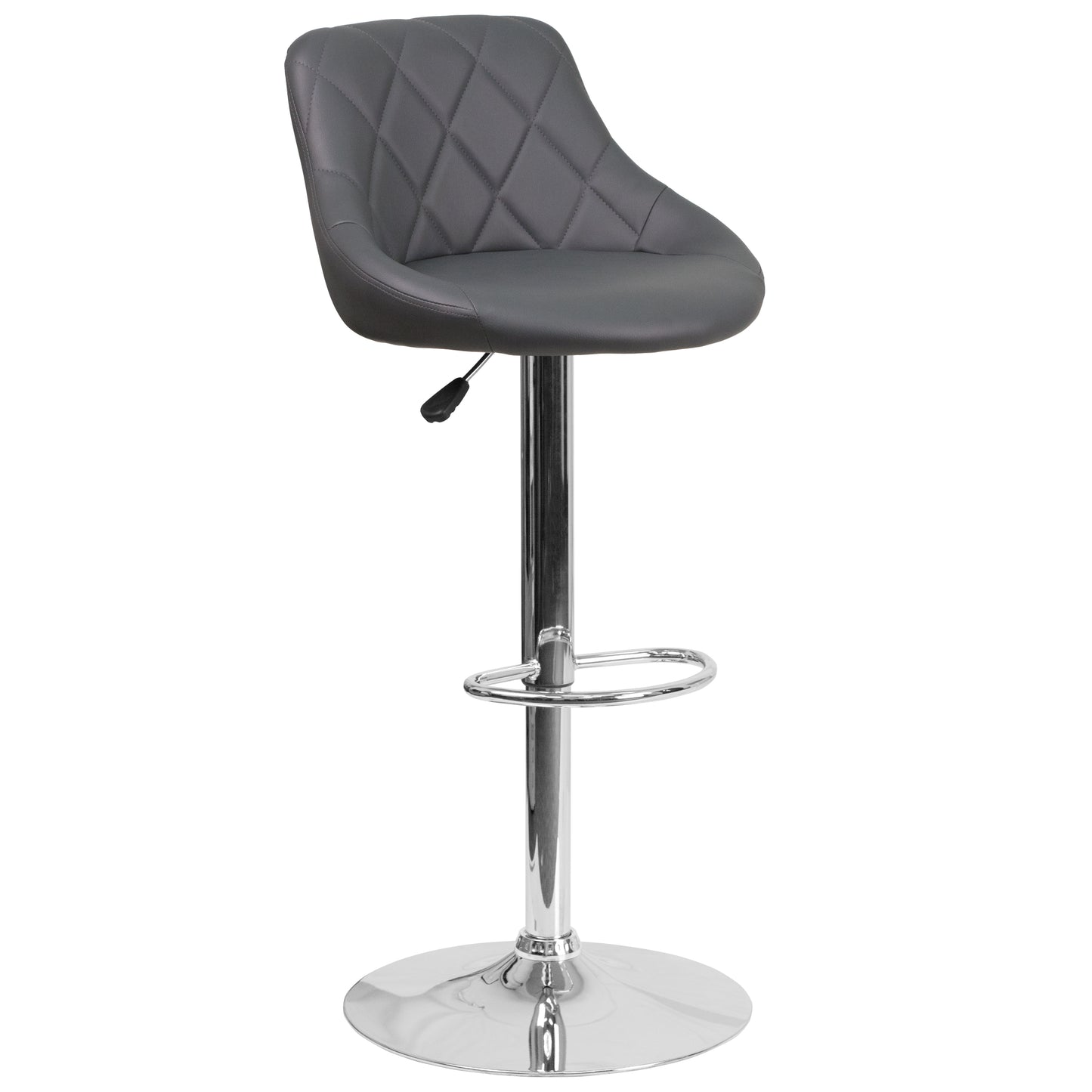 Dale Contemporary Gray Vinyl Bucket Seat Adjustable Height Barstool with Chrome Base