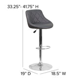 Dale Contemporary Gray Vinyl Bucket Seat Adjustable Height Barstool with Chrome Base