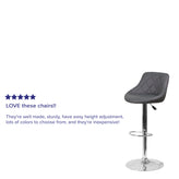 Dale Contemporary Gray Vinyl Bucket Seat Adjustable Height Barstool with Chrome Base