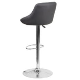 Dale Contemporary Gray Vinyl Bucket Seat Adjustable Height Barstool with Chrome Base