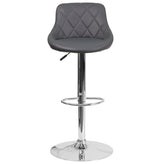 Dale Contemporary Gray Vinyl Bucket Seat Adjustable Height Barstool with Chrome Base