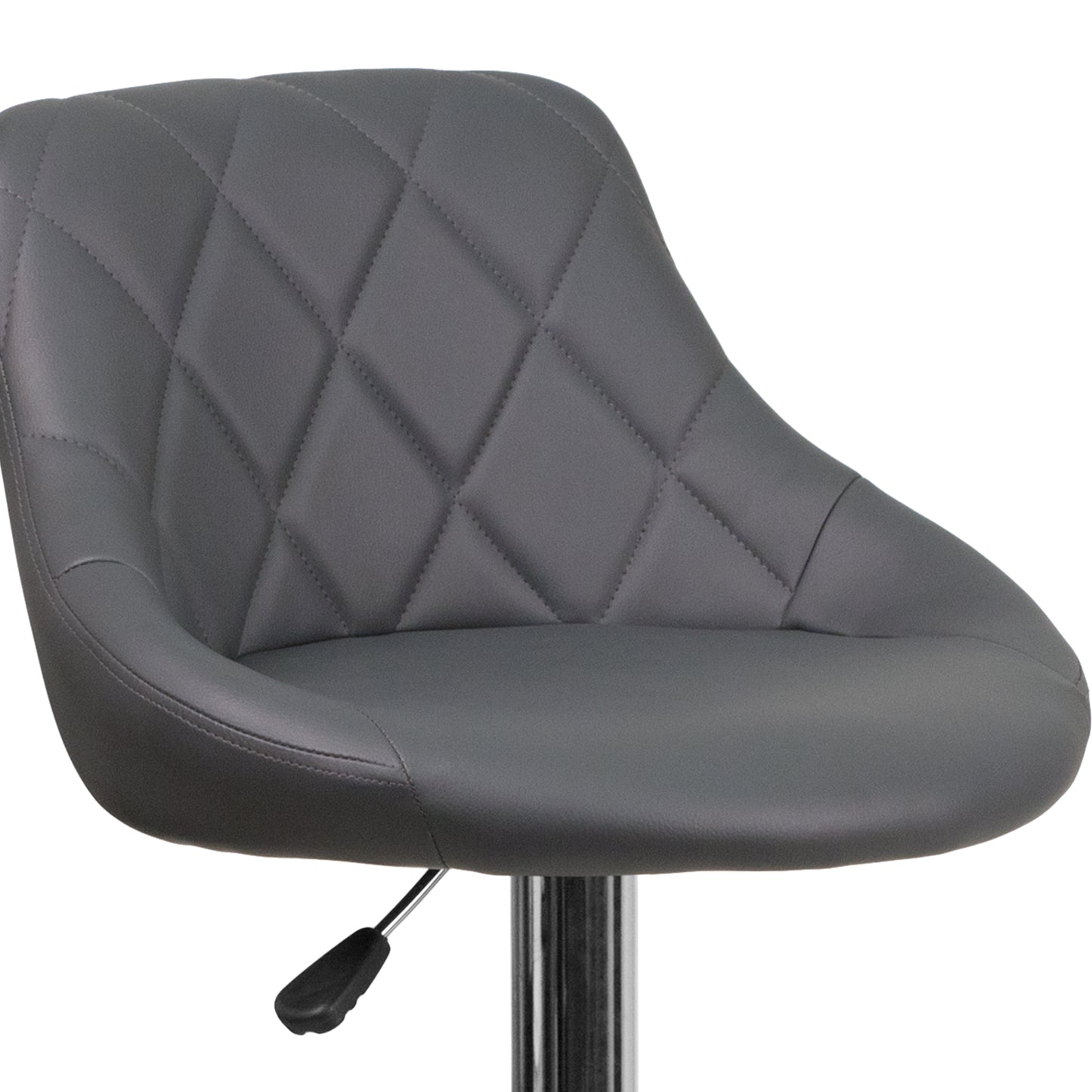Dale Contemporary Gray Vinyl Bucket Seat Adjustable Height Barstool with Chrome Base