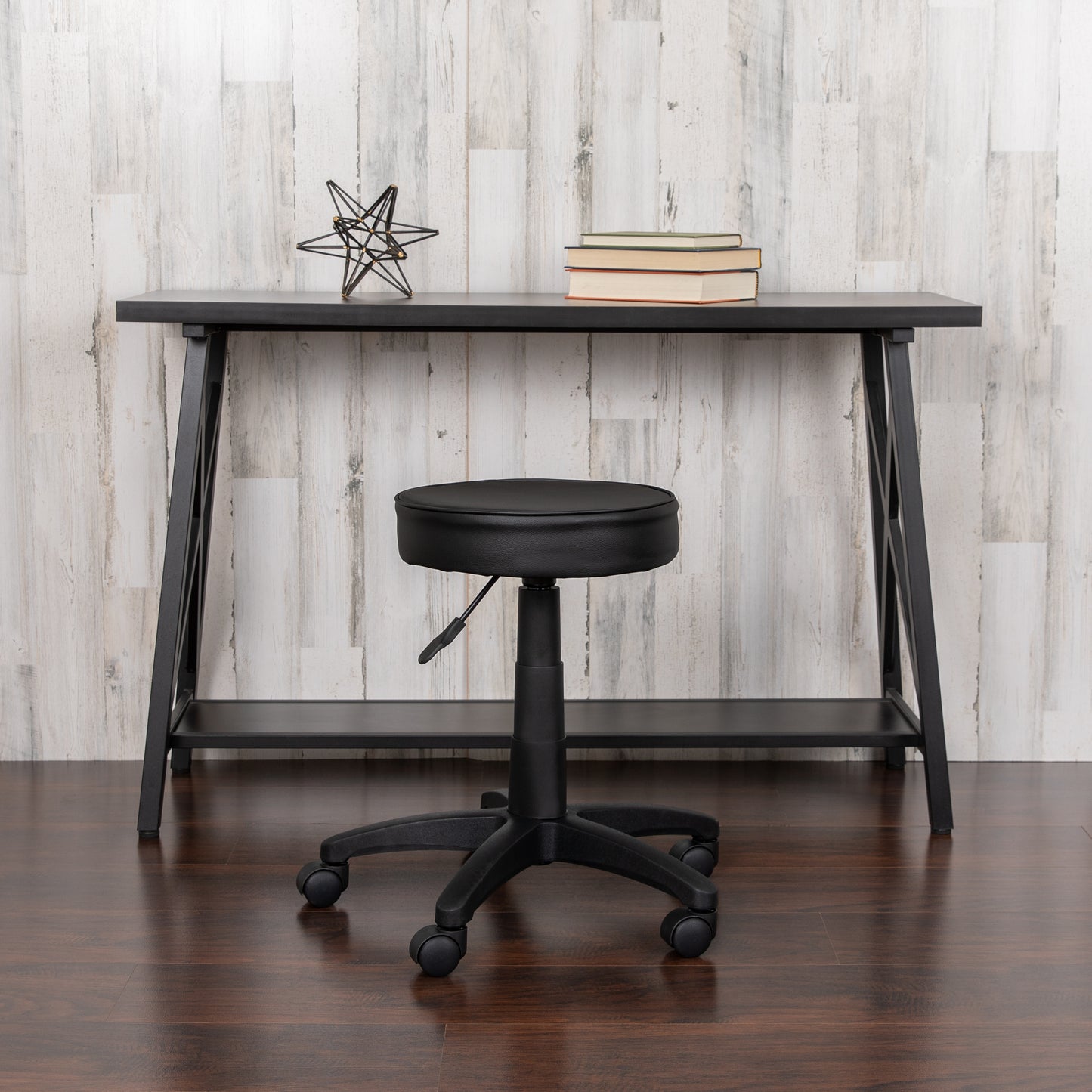 Baker Black Adjustable Doctors Stool on Wheels with Ergonomic Molded Seat