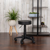 Baker Black Adjustable Doctors Stool on Wheels with Ergonomic Molded Seat