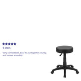 Baker Black Adjustable Doctors Stool on Wheels with Ergonomic Molded Seat