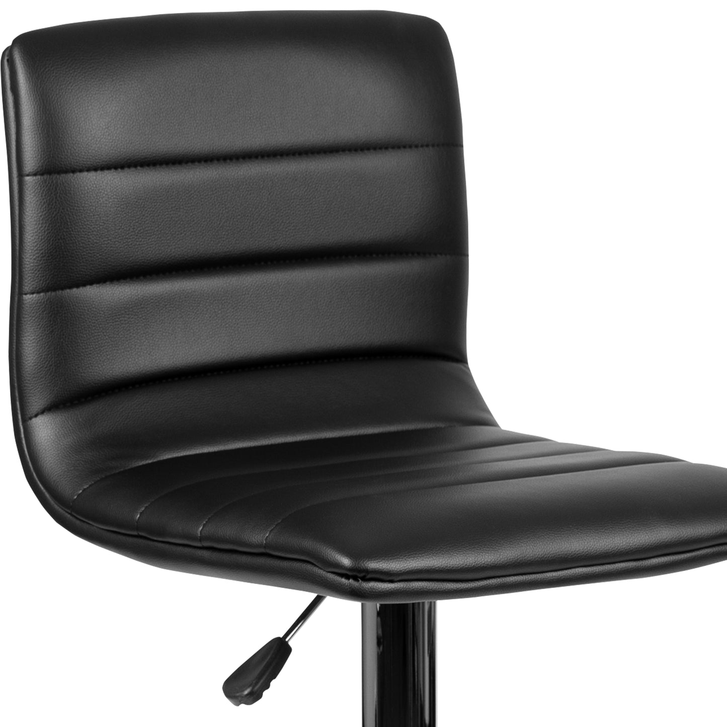 Vincent Modern Black Vinyl Adjustable Bar Stool with Back, Swivel Stool with Chrome Pedestal Base and Footrest