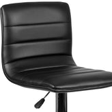 Vincent Modern Black Vinyl Adjustable Bar Stool with Back, Swivel Stool with Chrome Pedestal Base and Footrest