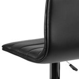 Vincent Modern Black Vinyl Adjustable Bar Stool with Back, Swivel Stool with Chrome Pedestal Base and Footrest