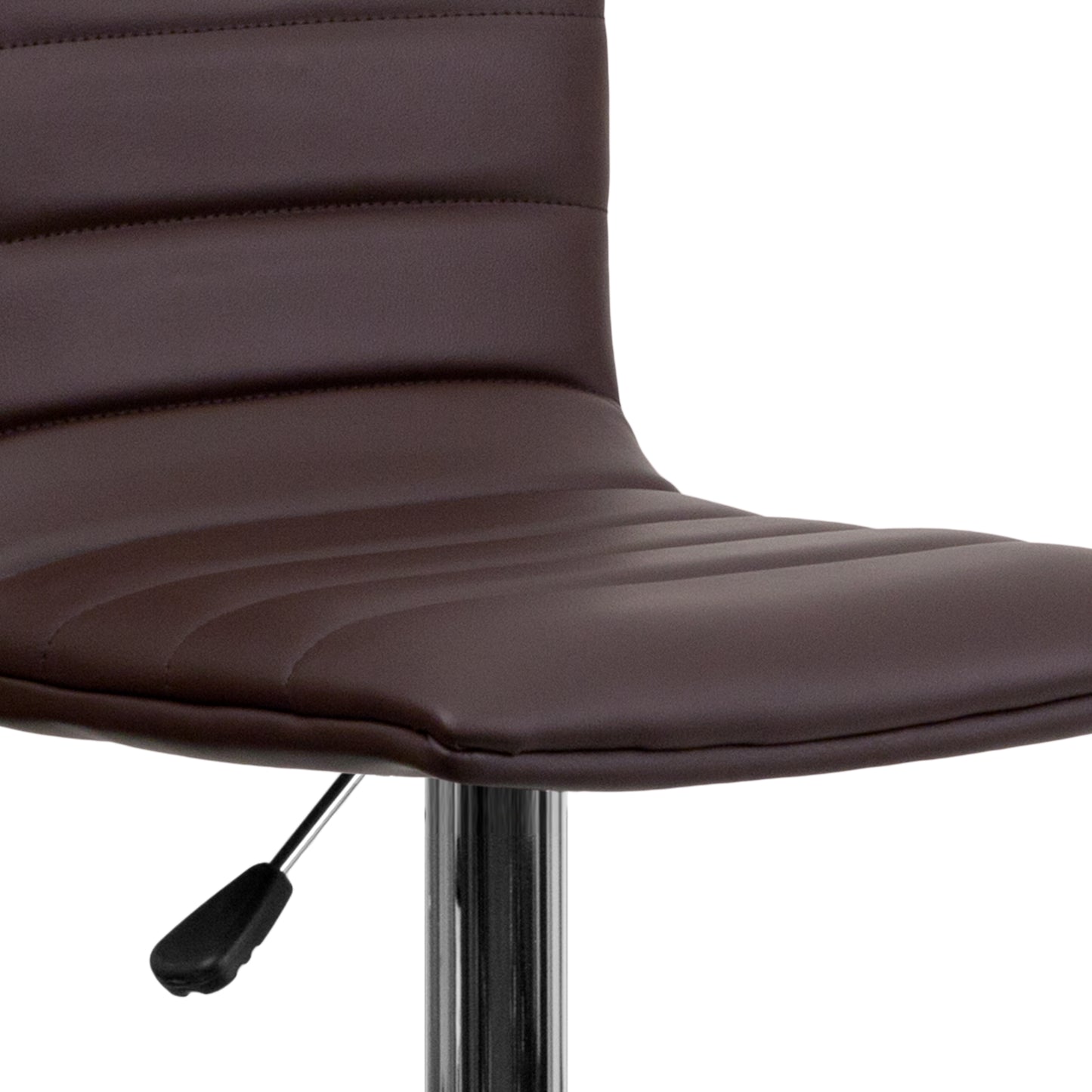 Vincent Modern Brown Vinyl Adjustable Bar Stool with Back, Swivel Stool with Chrome Pedestal Base and Footrest