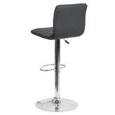 Vincent Modern Gray Vinyl Adjustable Bar Stool with Back, Swivel Stool with Chrome Pedestal Base and Footrest