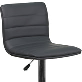 Vincent Modern Gray Vinyl Adjustable Bar Stool with Back, Swivel Stool with Chrome Pedestal Base and Footrest