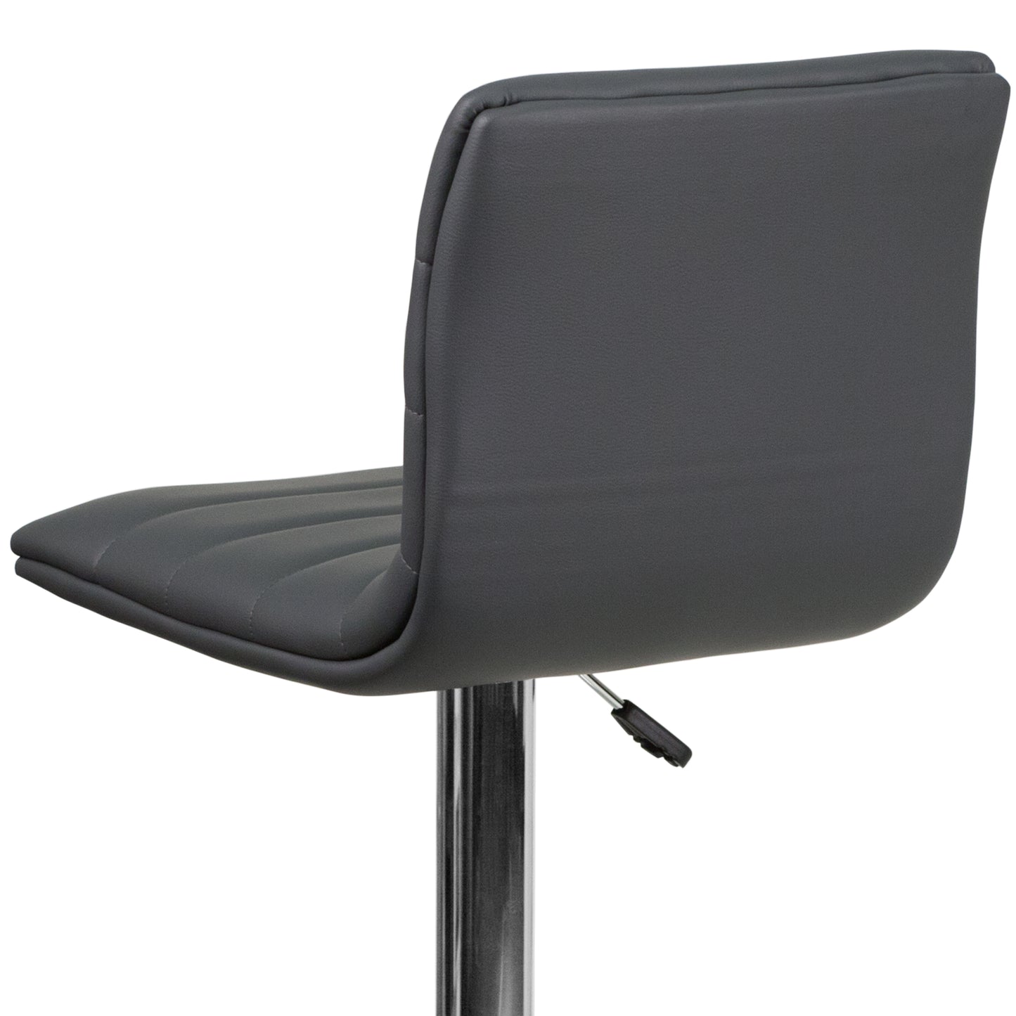 Vincent Modern Gray Vinyl Adjustable Bar Stool with Back, Swivel Stool with Chrome Pedestal Base and Footrest