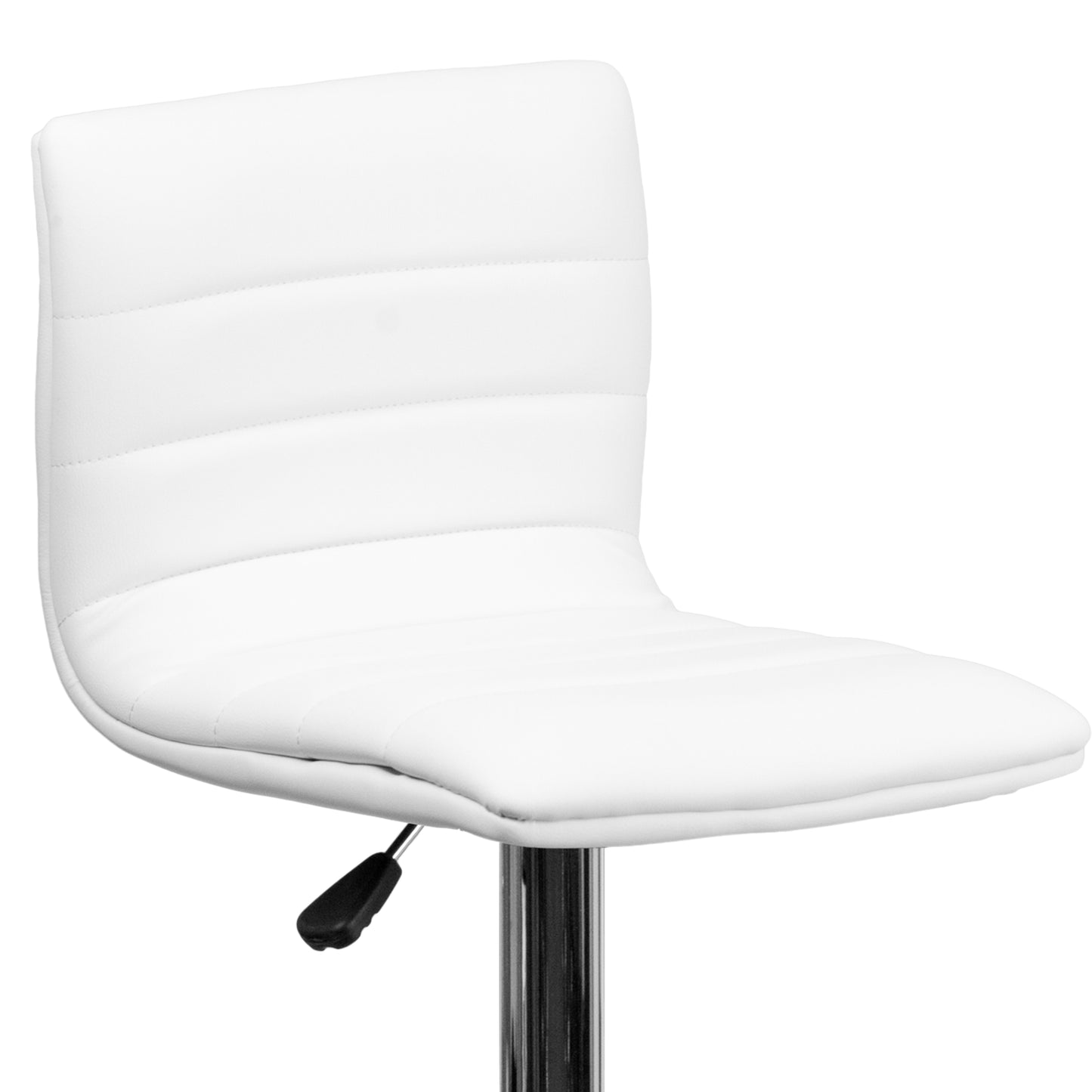 Vincent Modern White Vinyl Adjustable Bar Stool with Back, Swivel Stool with Chrome Pedestal Base and Footrest