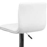Vincent Modern White Vinyl Adjustable Bar Stool with Back, Swivel Stool with Chrome Pedestal Base and Footrest