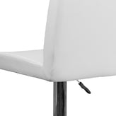 Betty Contemporary White Vinyl Adjustable Height Barstool with Panel Back and Chrome Base