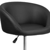 Luis Contemporary Black Vinyl Adjustable Height Barstool with Barrel Back and Chrome Base
