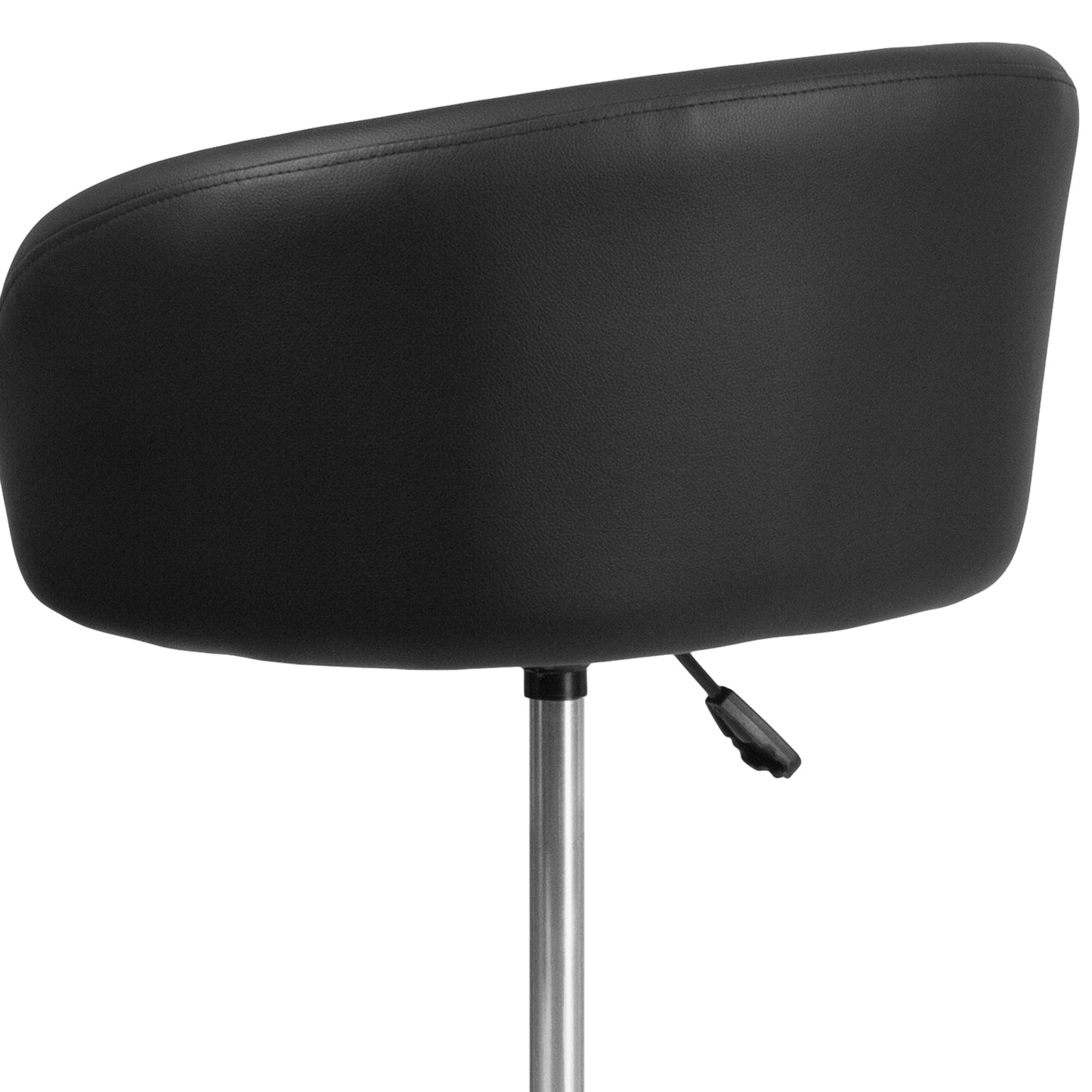 Luis Contemporary Black Vinyl Adjustable Height Barstool with Barrel Back and Chrome Base