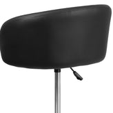 Luis Contemporary Black Vinyl Adjustable Height Barstool with Barrel Back and Chrome Base