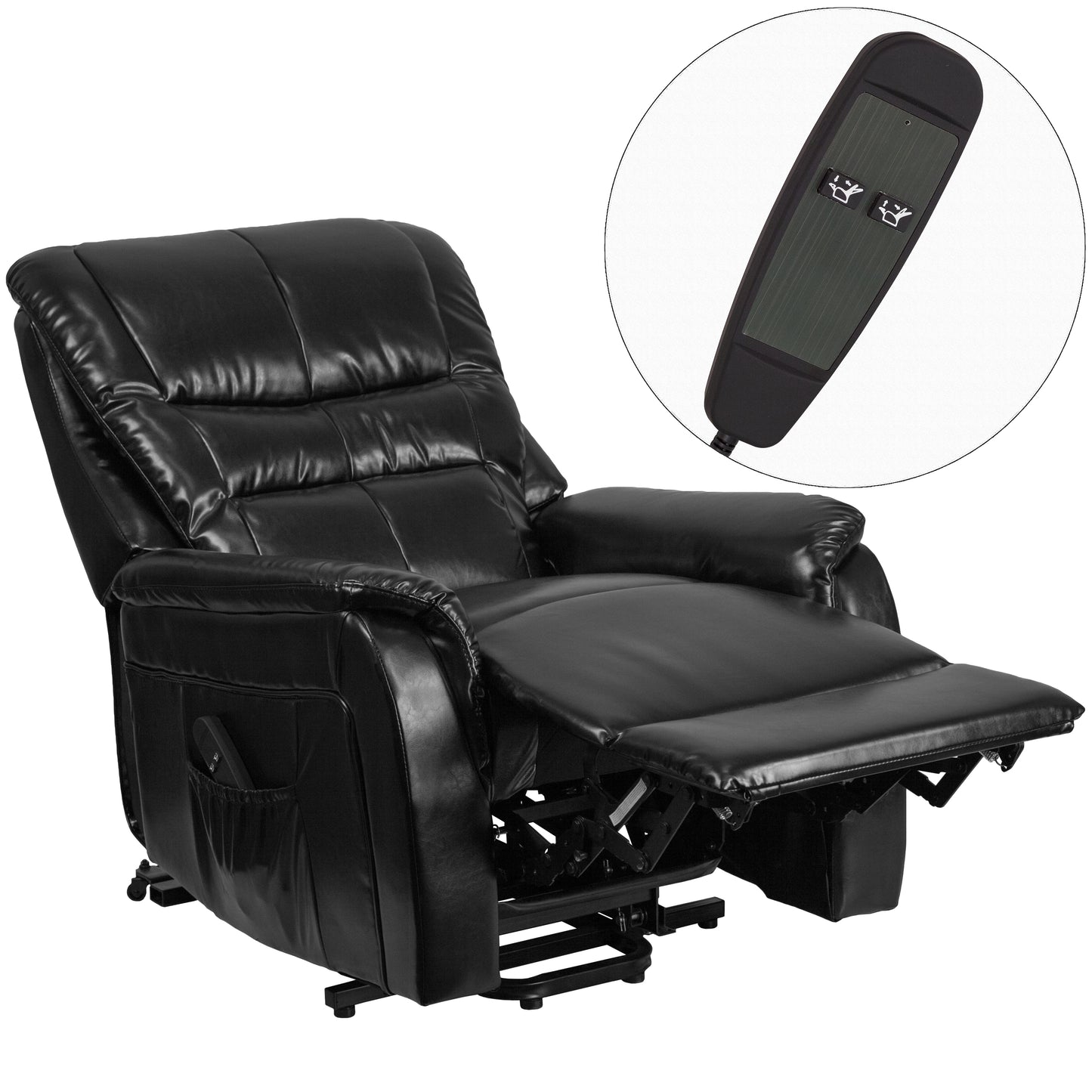 HERCULES Series Black LeatherSoft Remote Powered Lift Recliner for Elderly
