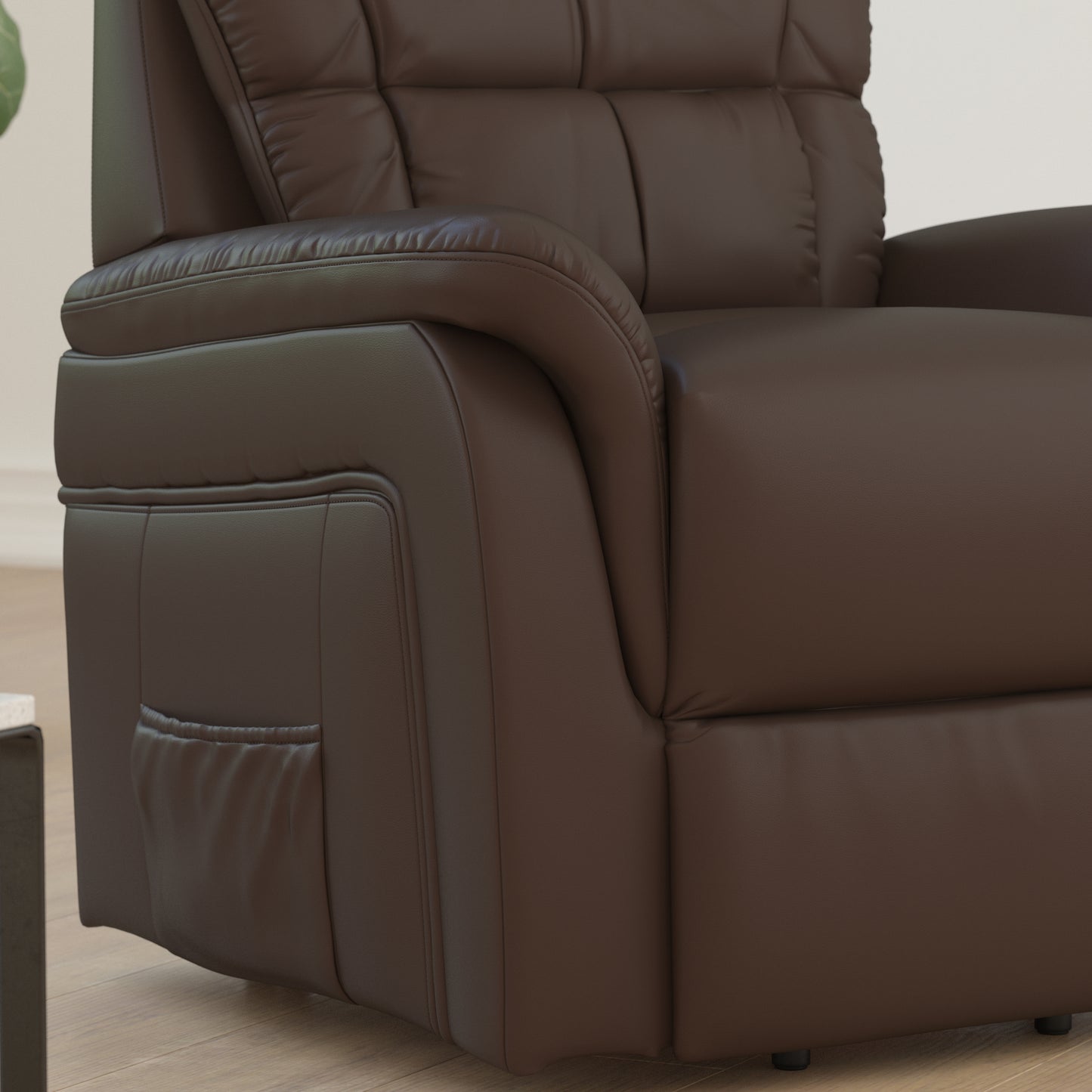 HERCULES Series Cognac LeatherSoft Remote Powered Lift Recliner for Elderly