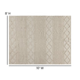 Melissa 8' x 10' White & Ivory Geometric Design Handwoven Area Rug - Wool/Polyester/Cotton Blend