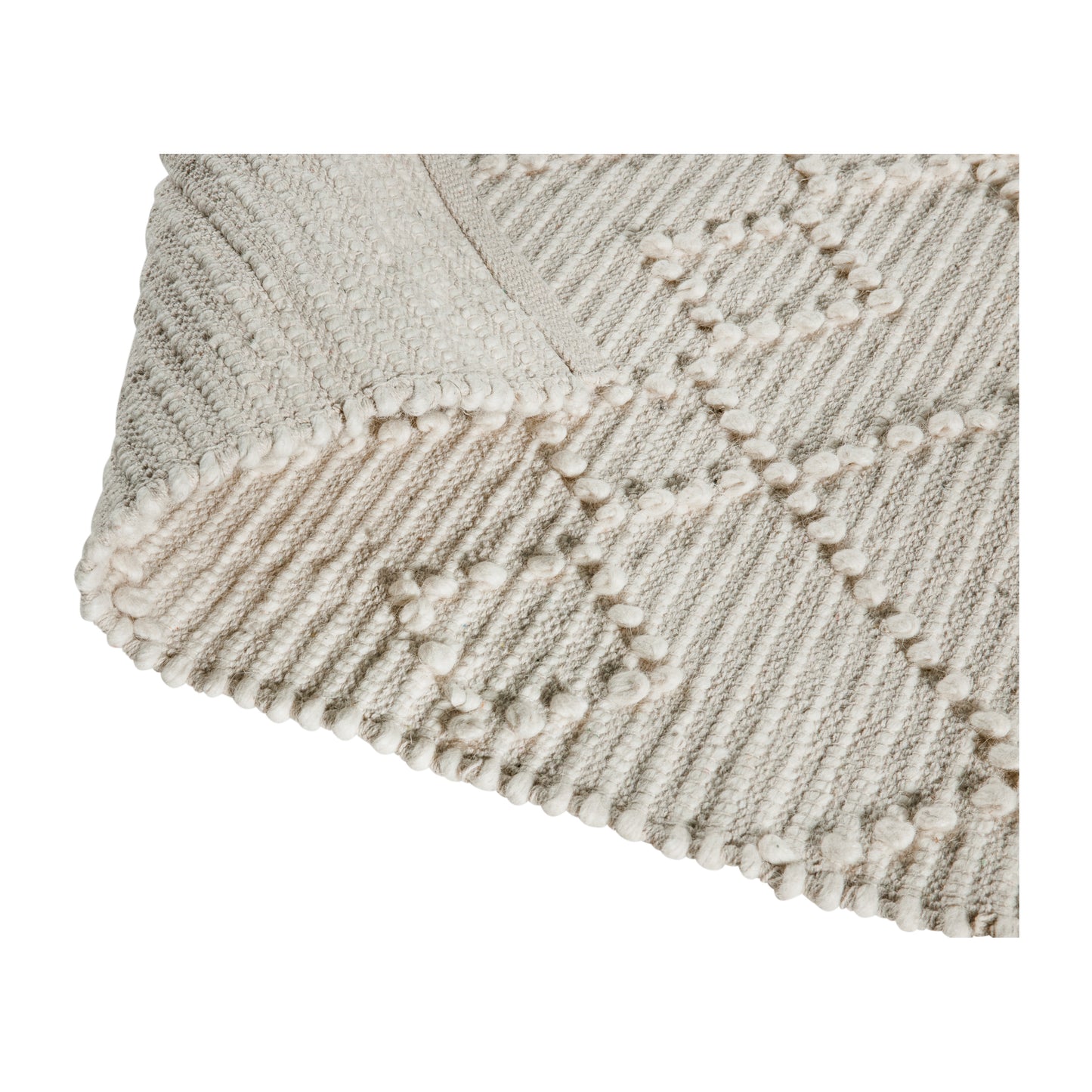 Melissa 8' x 10' White & Ivory Geometric Design Handwoven Area Rug - Wool/Polyester/Cotton Blend