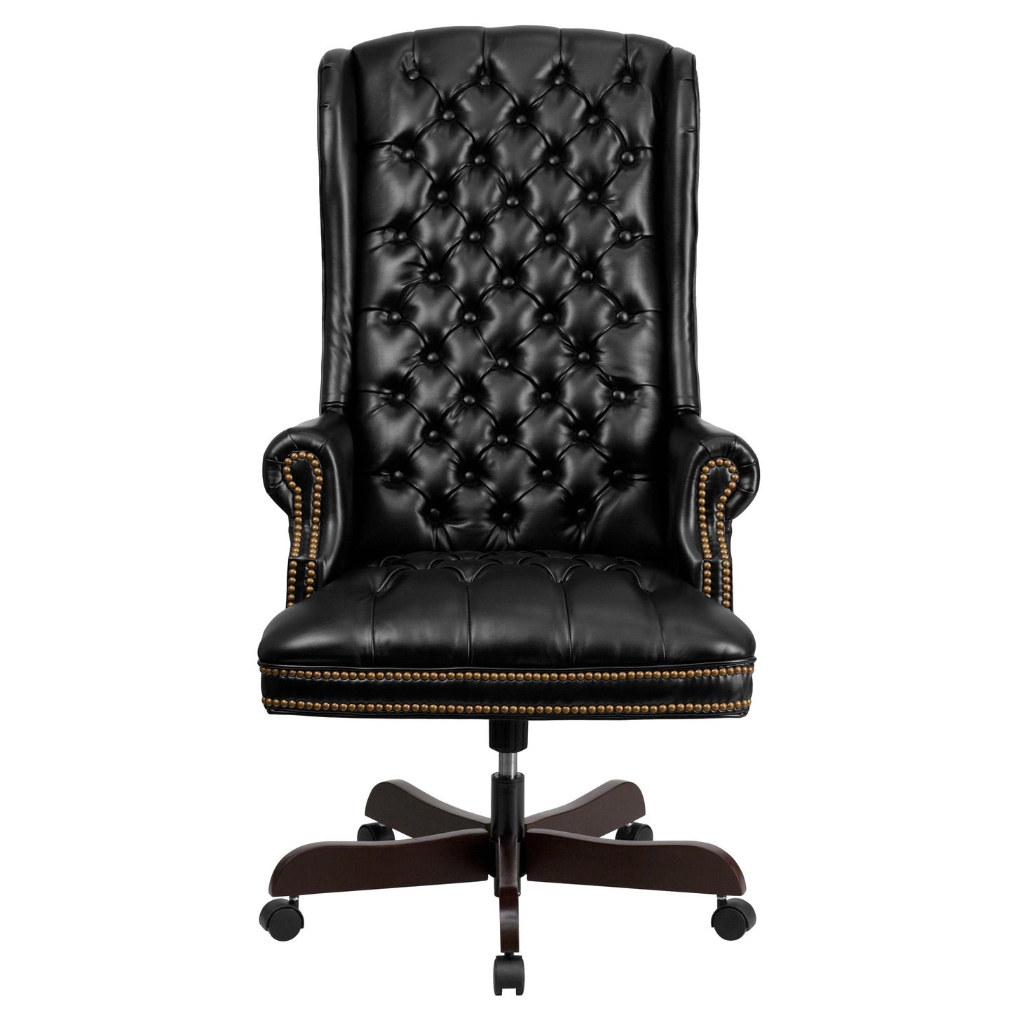 Turner High Back Traditional Fully Tufted Black LeatherSoft Executive Swivel Ergonomic Office Chair with Arms