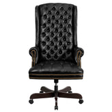 Turner High Back Traditional Fully Tufted Black LeatherSoft Executive Swivel Ergonomic Office Chair with Arms