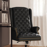 Turner High Back Traditional Fully Tufted Black LeatherSoft Executive Swivel Ergonomic Office Chair with Arms