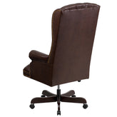 Turner High Back Traditional Fully Tufted Brown LeatherSoft Executive Swivel Ergonomic Office Chair with Arms