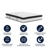 Capri Comfortable Sleep 12 Inch CertiPUR-US Certified Memory Foam & Pocket Spring Mattress, Queen Mattress in a Box