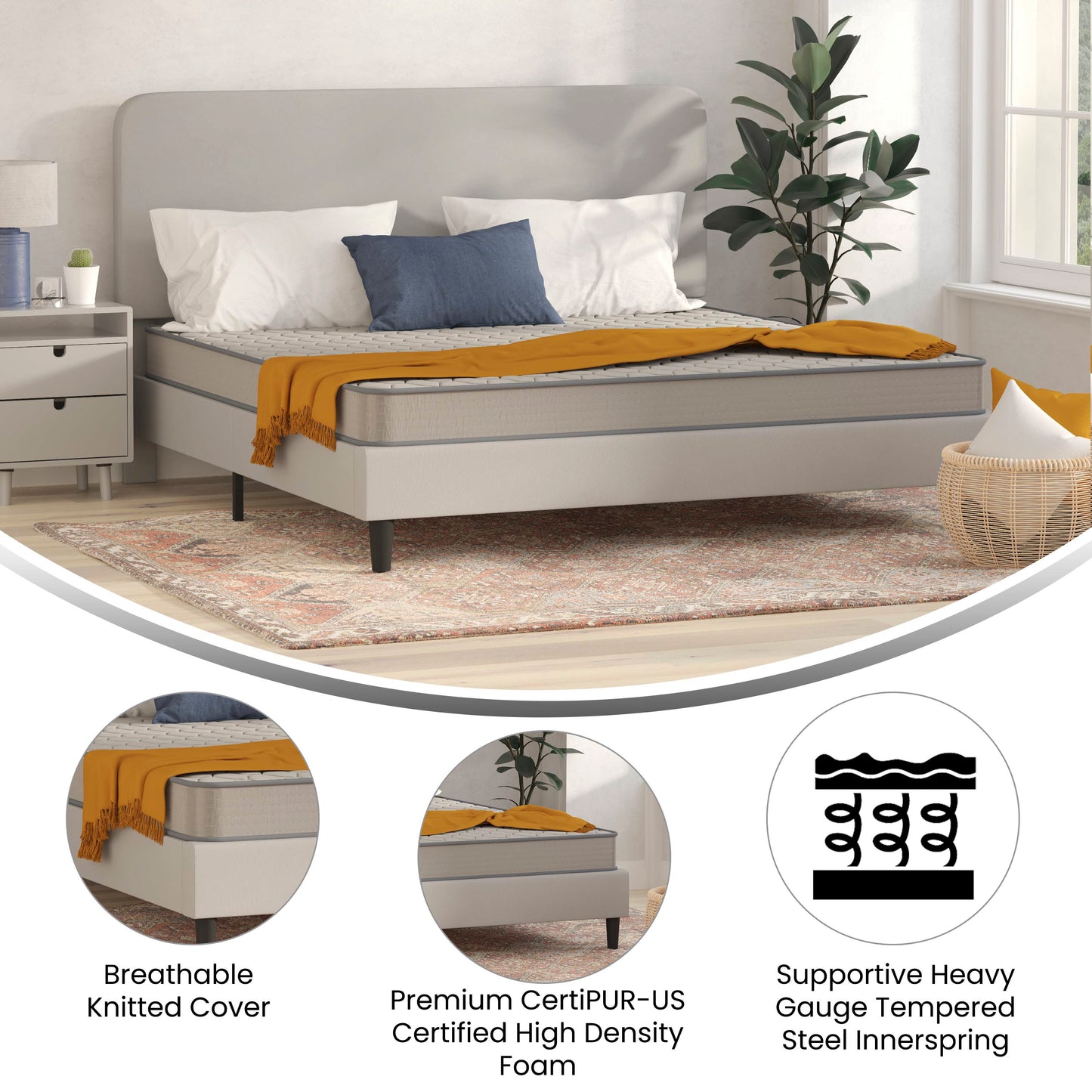 Capri Comfortable Sleep 6 Inch CertiPUR-US Certified Spring Mattress, King Mattress in a Box