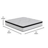 Capri Comfortable Sleep Firm 12 Inch CertiPUR-US Certified Hybrid Pocket Spring Mattress, Extra Firm Feel, Durable Support, King Mattress in a Box