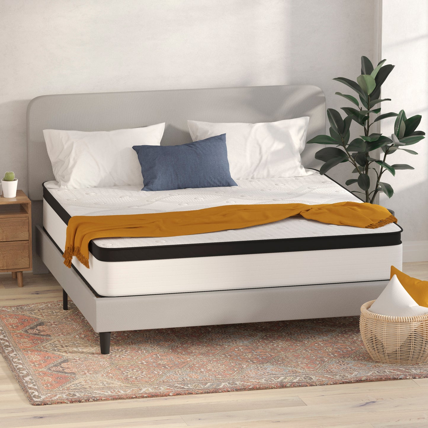 Capri Comfortable Sleep Firm 12 Inch CertiPUR-US Certified Hybrid Pocket Spring Mattress, Extra Firm Feel, Durable Support, King Mattress in a Box